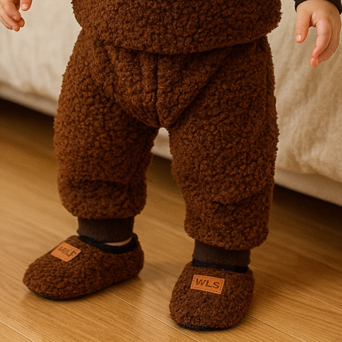 Chaussons antidérapants pour bébé Marron