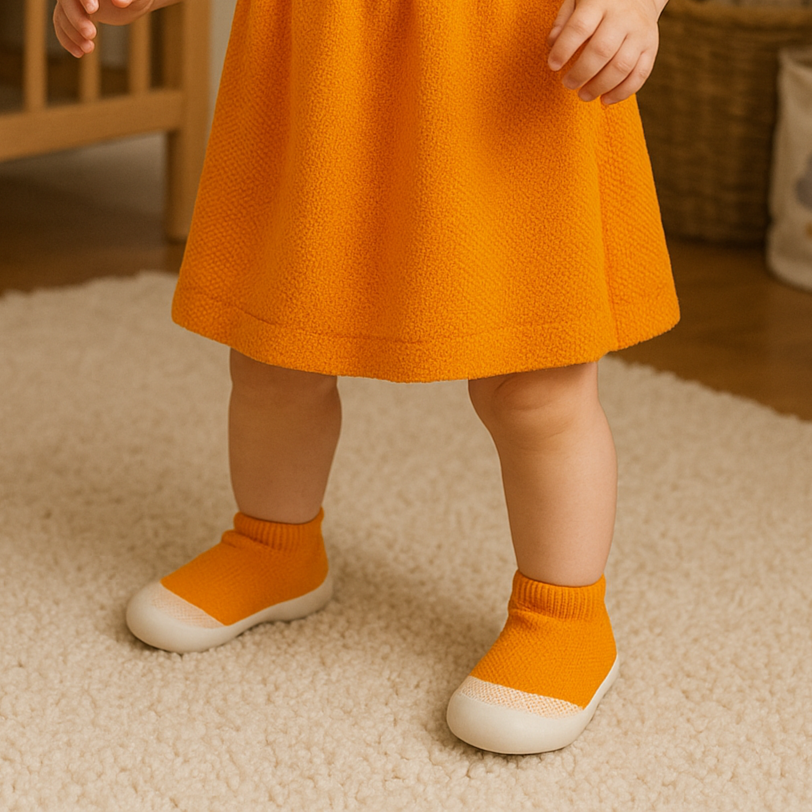 Chaussures de marche pour bébé souples et antidérapantes Orange