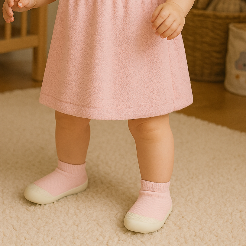 Chaussures de marche pour bébé souples et antidérapantes Rose