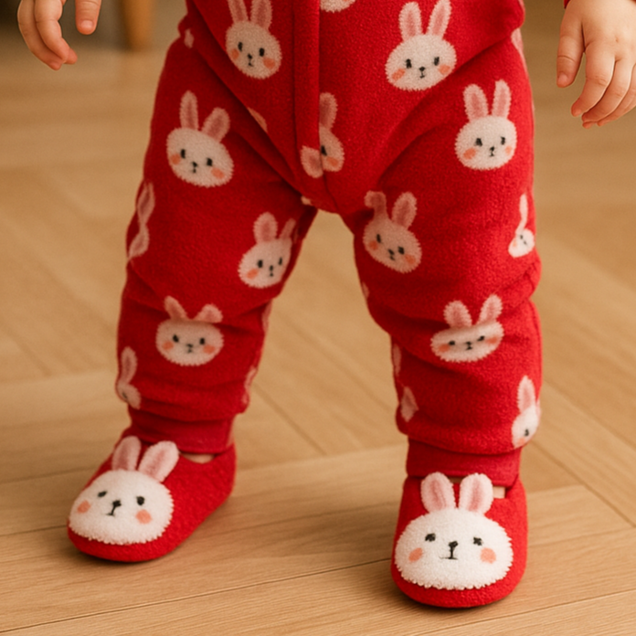 Chaussons antidérapants pour bébé - Motif lapin