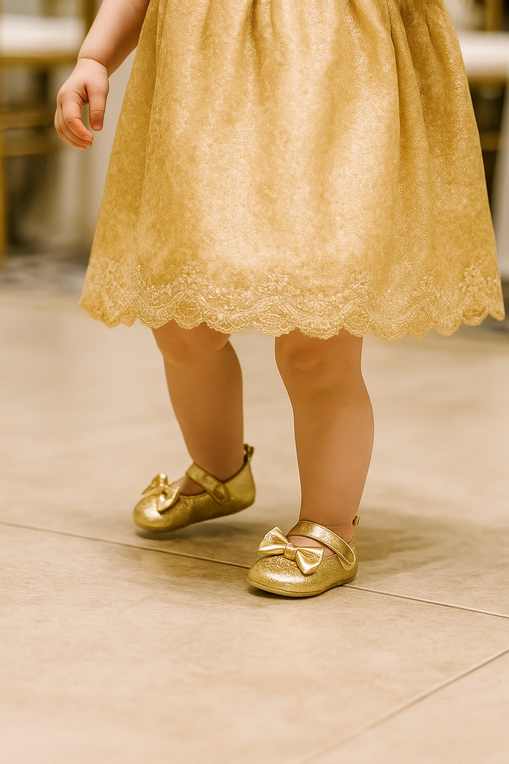 Chaussures Princesse Or NĆud papillon