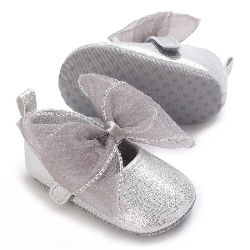 Ballerines Princesse Argent Gros NĆud papillon