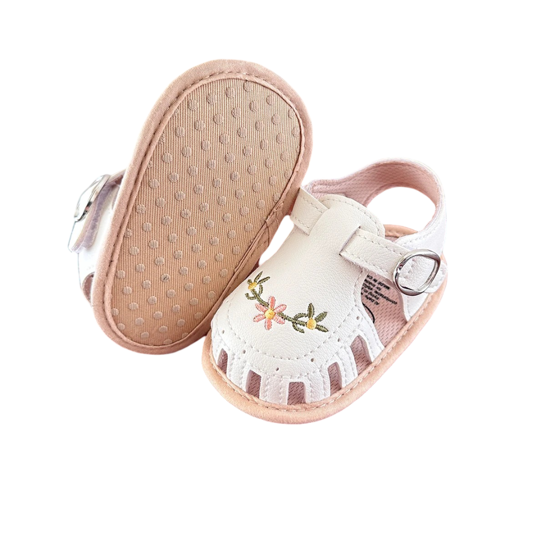 Sandales Blanches Trio de Fleurs