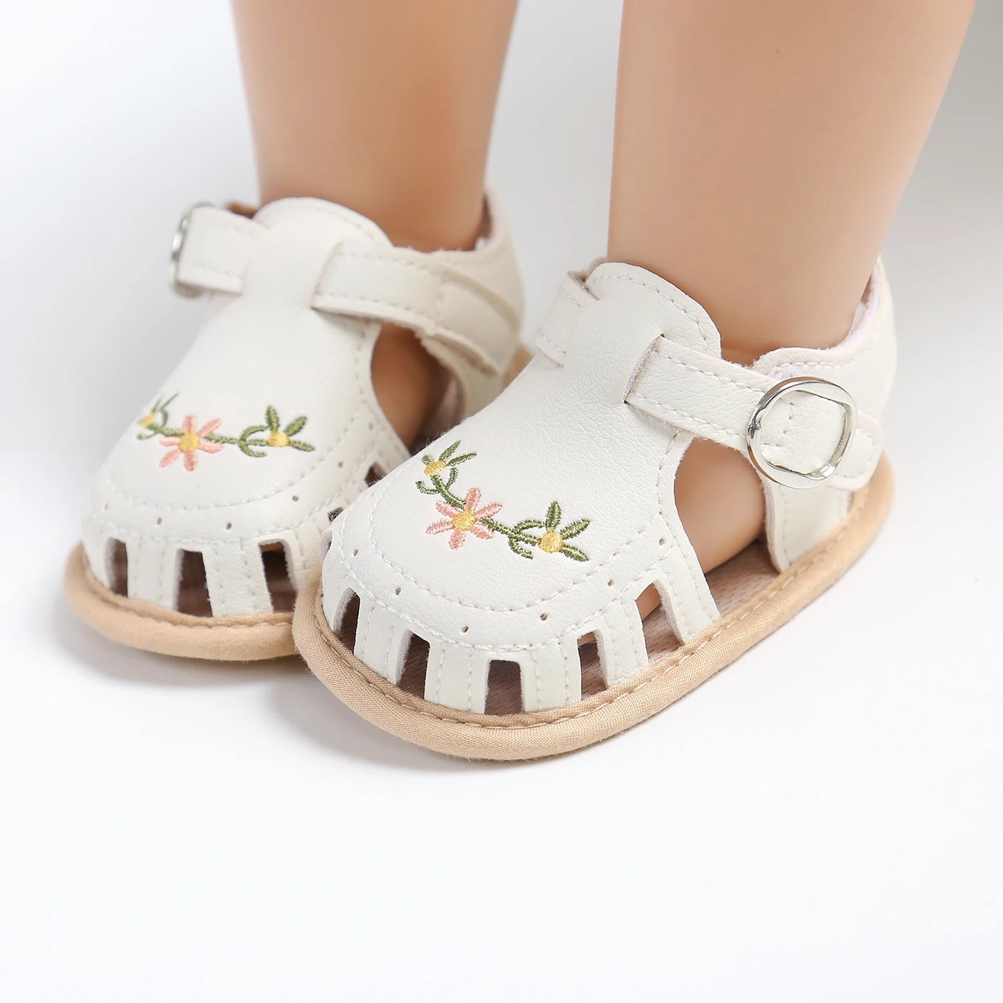 Sandales Blanches Trio de Fleurs