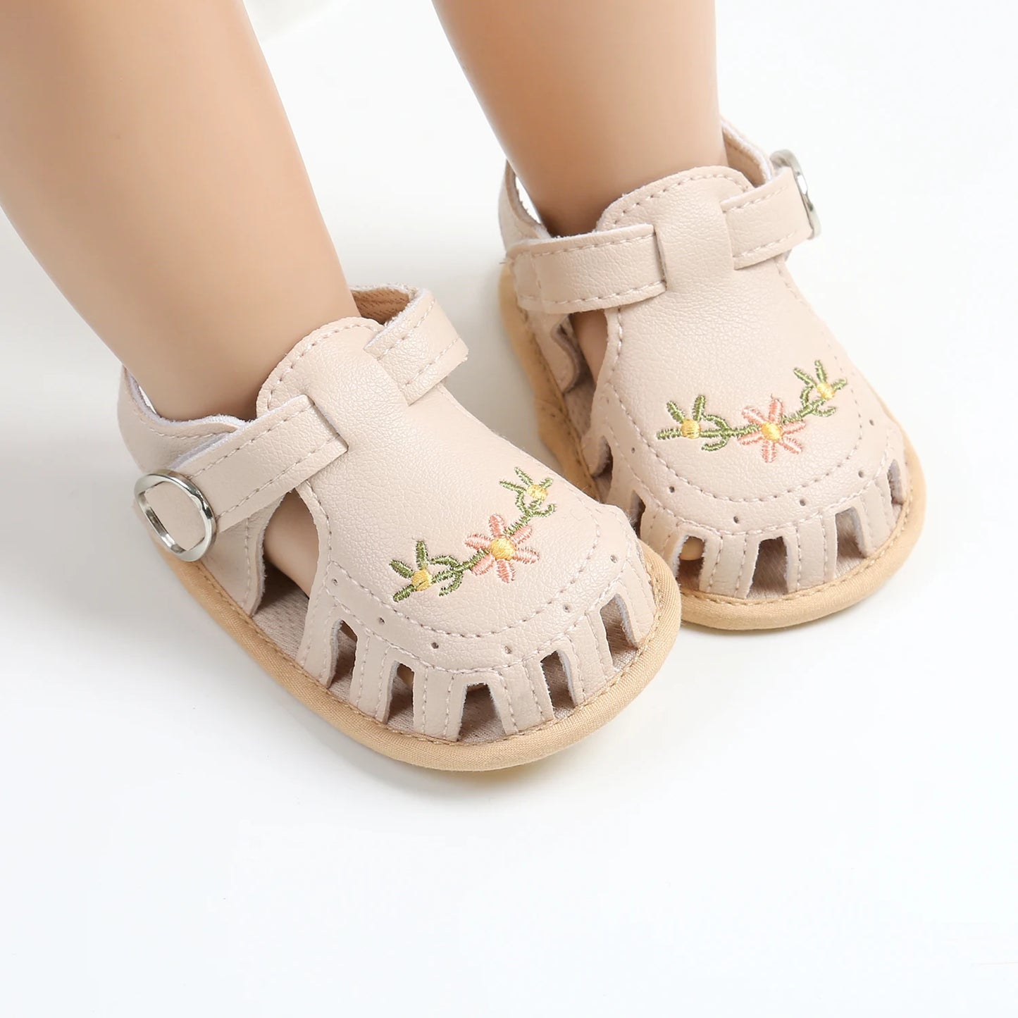 Sandales Beiges Trio de Fleurs