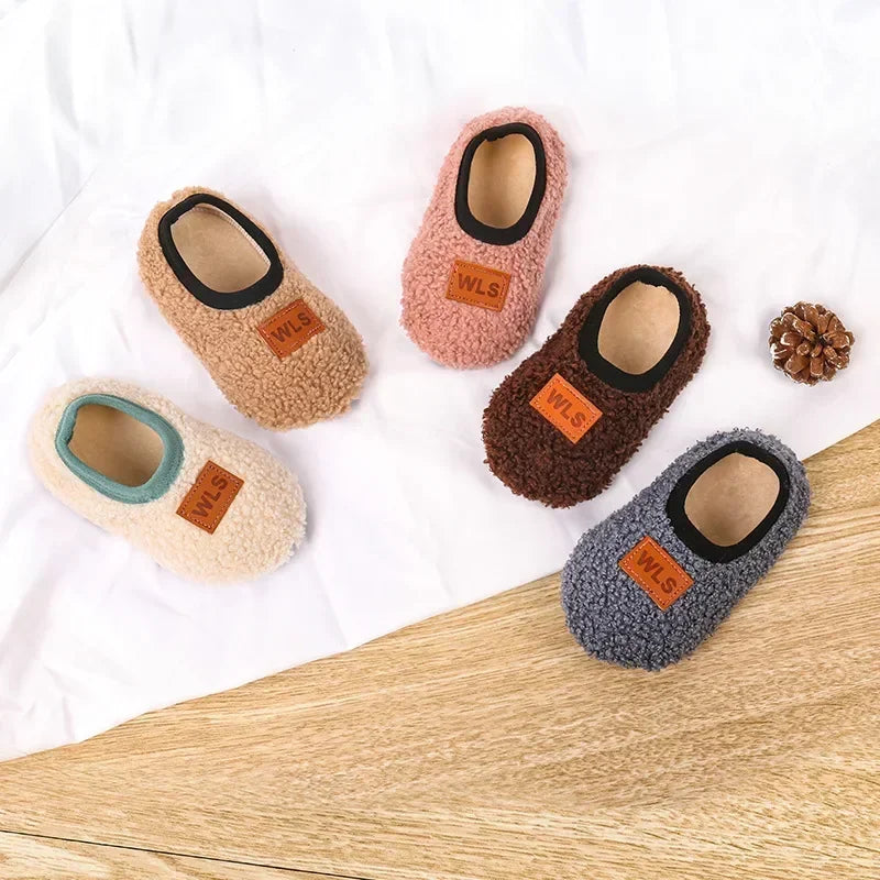 Chaussons antidérapants pour bébé Marron