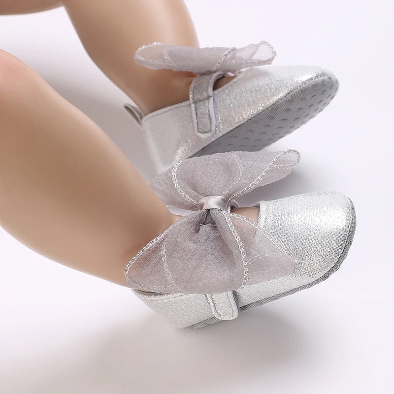 Ballerines Princesse Argent Gros NĆud papillon