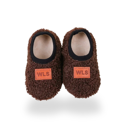 Chaussons antidérapants pour bébé Marron