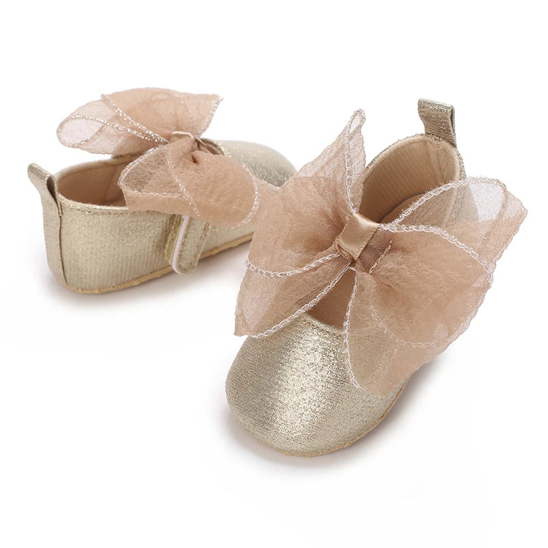 Chaussures Princesse Or Gros Nœud papillon