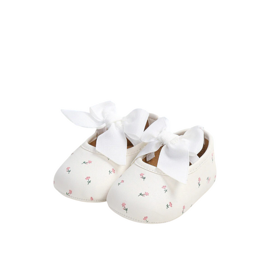 Sandales Blanches Déco Floral et Nœud papillon