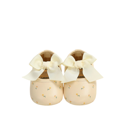 Sandales Jaunes Déco Floral et Nœud papillon