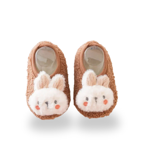 chaussons-antiderapants-pour-bebe-lapin-marron